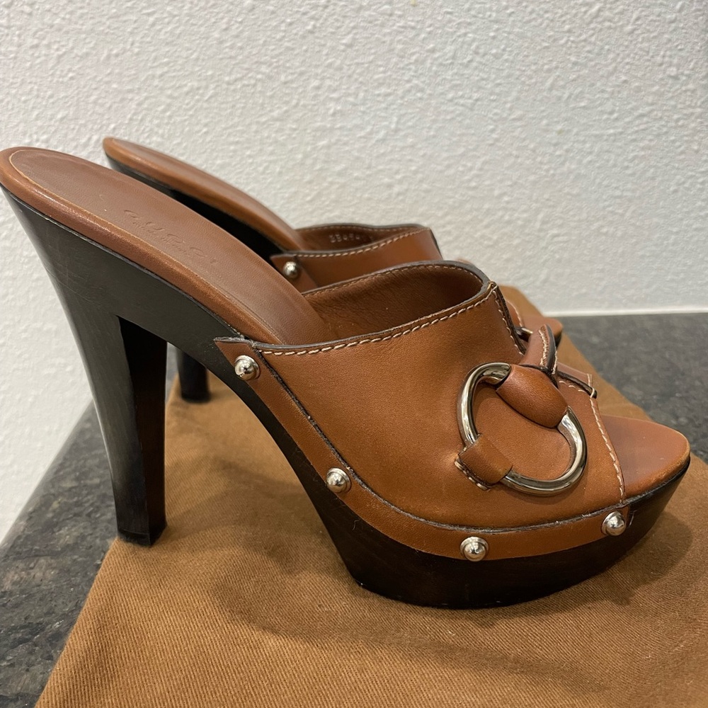 Gucci horsebit wooden heel sandal